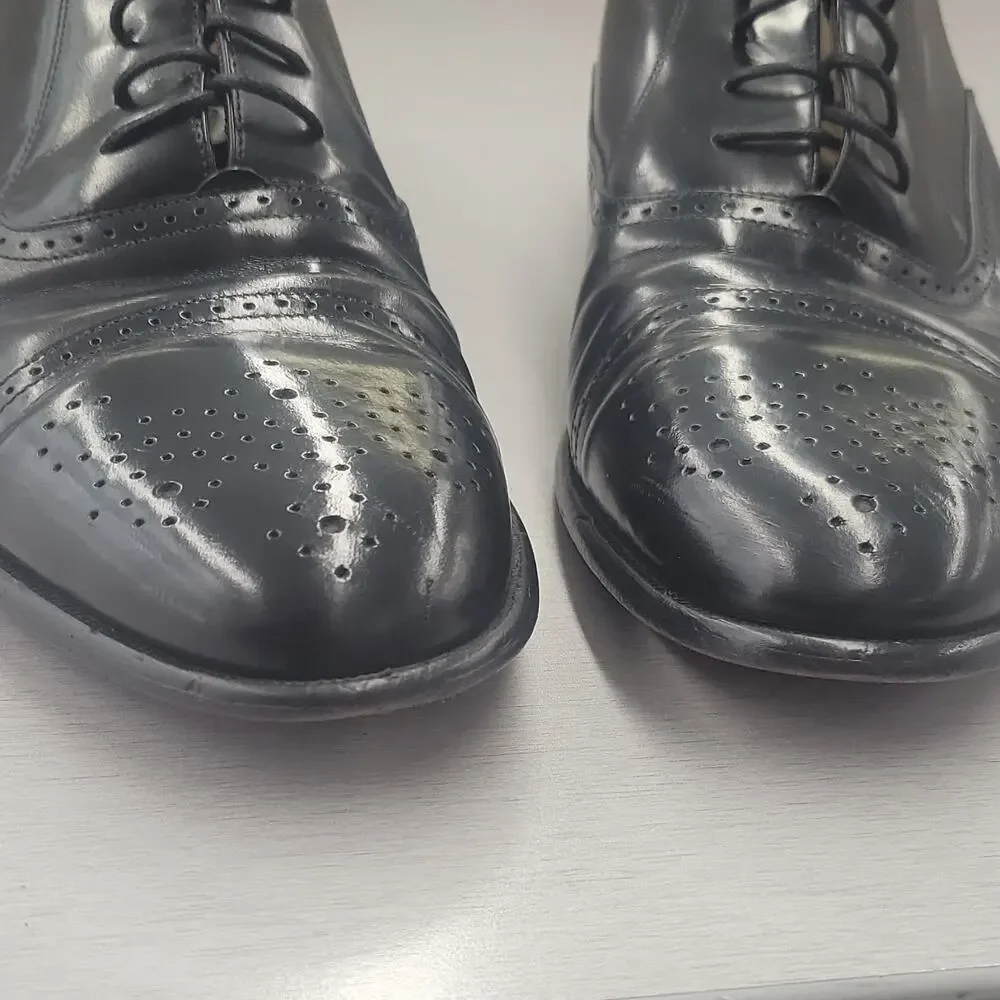 Alfani Made in Italy Men's Black Medallion Cap Toe Oxford Dress Shoes Size 12